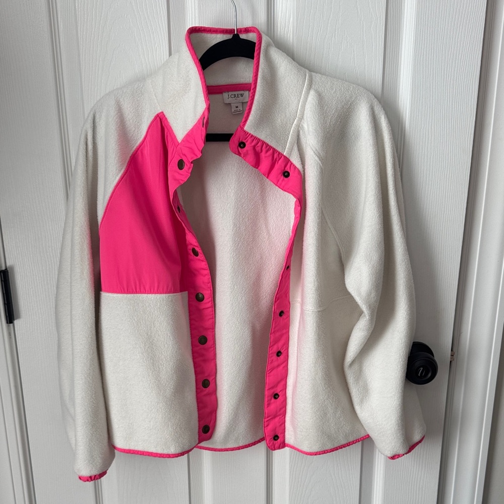 JCrew Cream and Pink Teddy Jacket